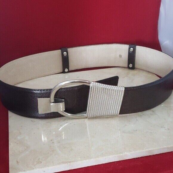 Oversized Women's Belt Brown & Silver Non Adjustable - Picture 1 of 6